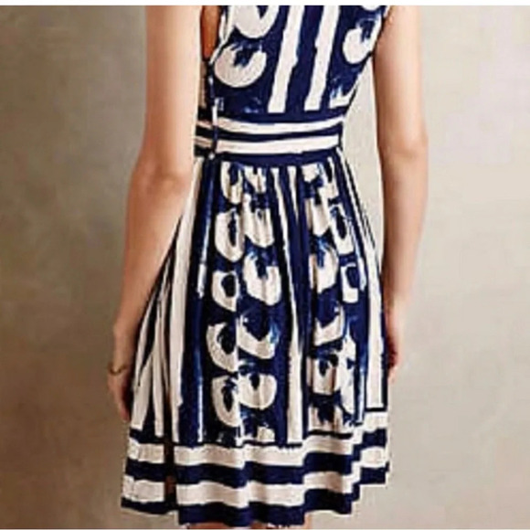 NWT ANTHROPOLOGIE MAEVE Women’s Navy Marin Sennebec Fit & Flare Jersey Dress L - Picture 3 of 8